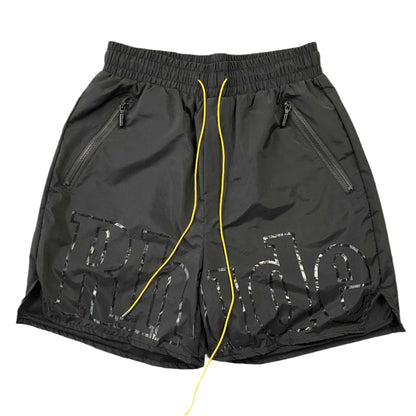 RHUDE RH LOGO SHORTS BLACK ON BLACK - Sin Sity Reps