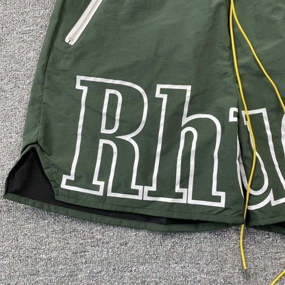 RHUDE RH LOGO SHORTS GREEN - Sin Sity Reps