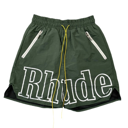 RHUDE RH LOGO SHORTS GREEN - Sin Sity Reps