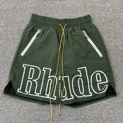 RHUDE RH LOGO SHORTS GREEN - Sin Sity Reps