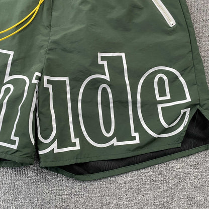 RHUDE RH LOGO SHORTS GREEN - Sin Sity Reps