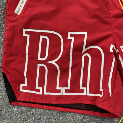 RHUDE RH LOGO SHORTS RED - Sin Sity Reps