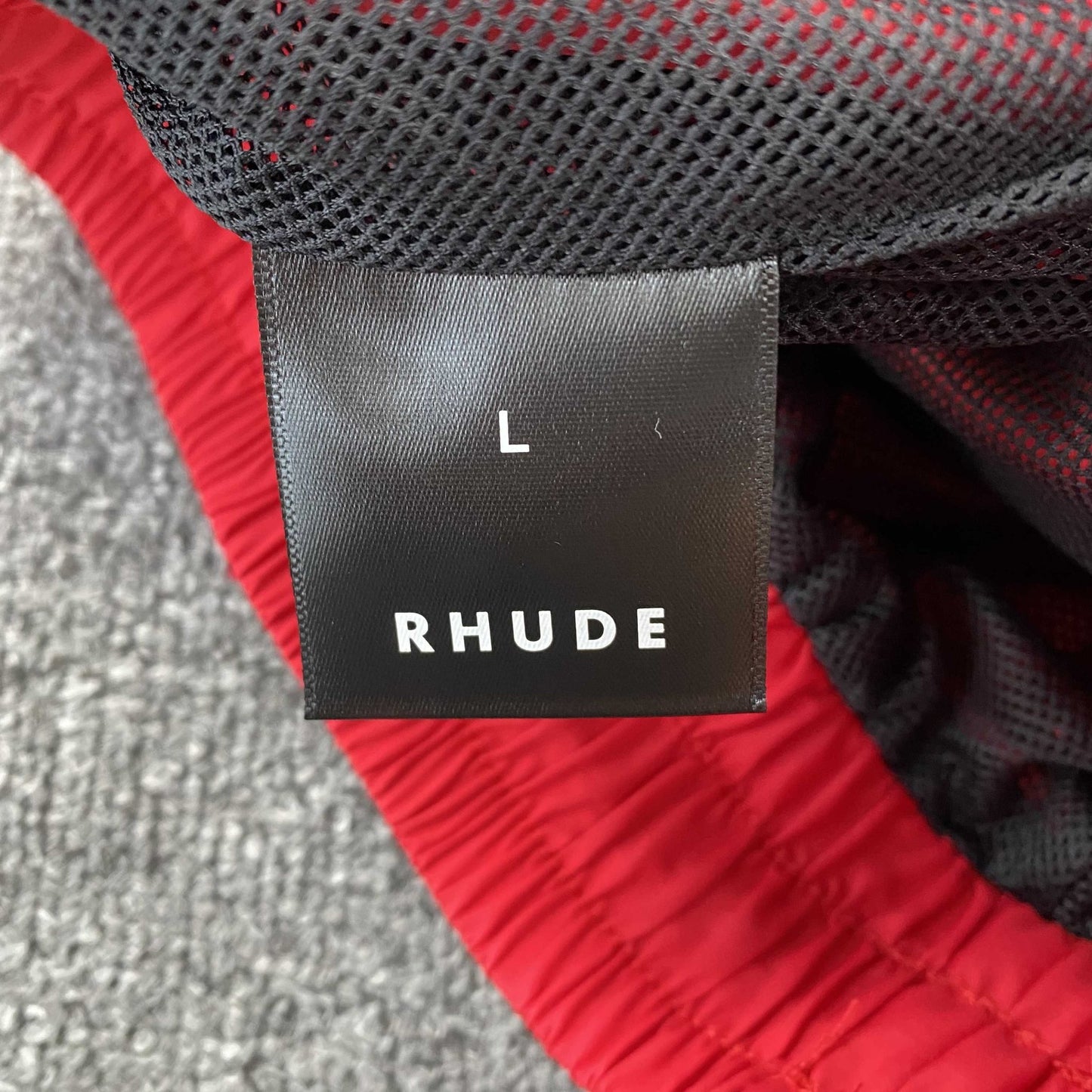 RHUDE RH LOGO SHORTS RED - Sin Sity Reps