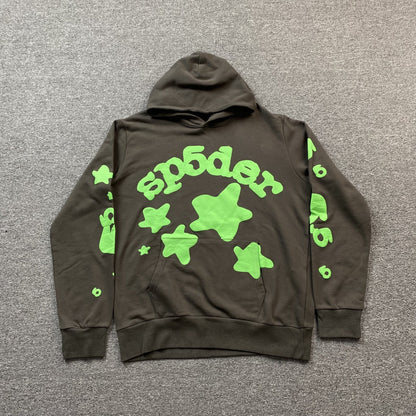 SP5DER BELUGA HOODIE SLATE GREY/GREEN - Sin Sity Reps