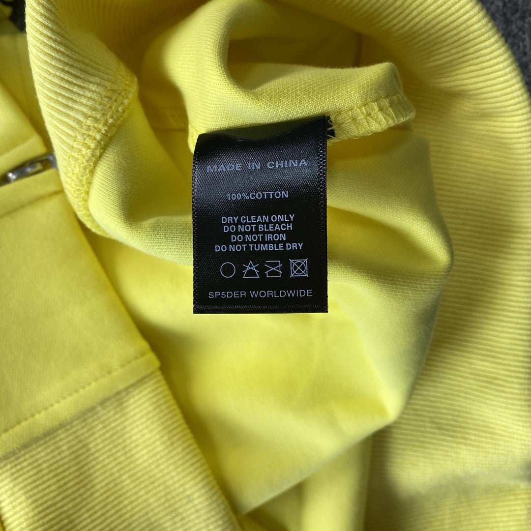 SP5DER DOUBLE LAYER 5 STAR ZIP HOODIE YELLOW - Sin Sity Reps