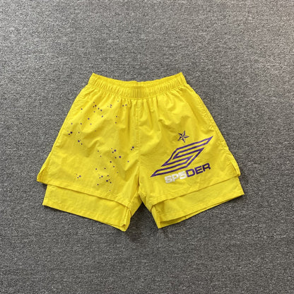 SP5DER DOUBLE LAYER SHORTS YELLOW - Sin Sity Reps