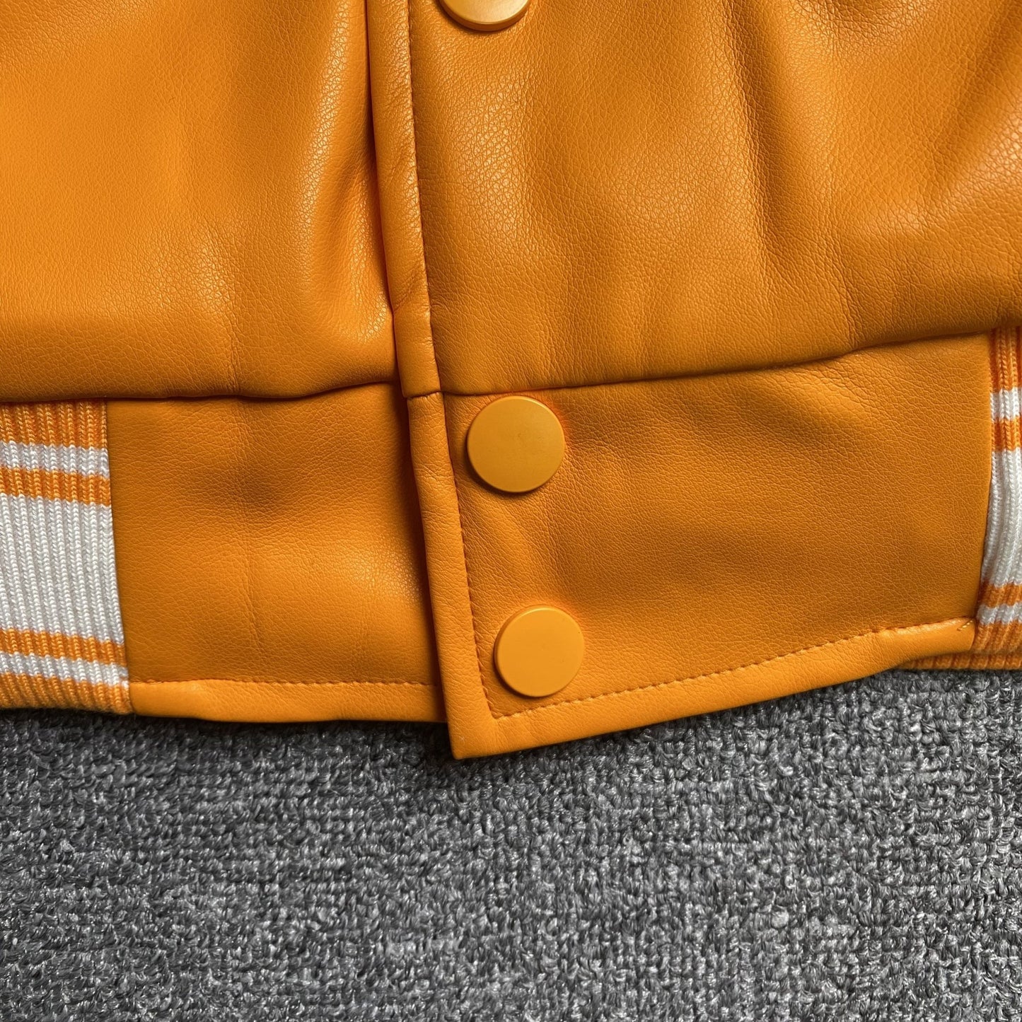 SP5DER LEATHER VARSITY JACKET ORANGE - Sin Sity Reps