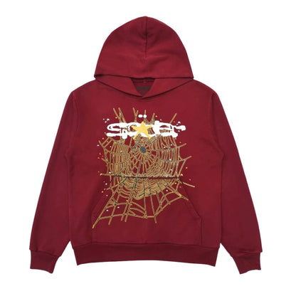 SP5DER LOGO HOODIE MAROON - Sin Sity Reps