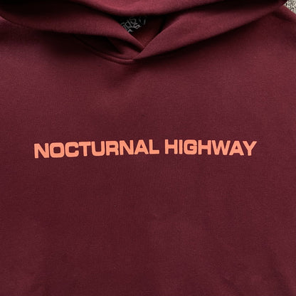 SP5DER NOCTURNAL HIGHWAY HOODIE BURGUNDY - Sin Sity Reps