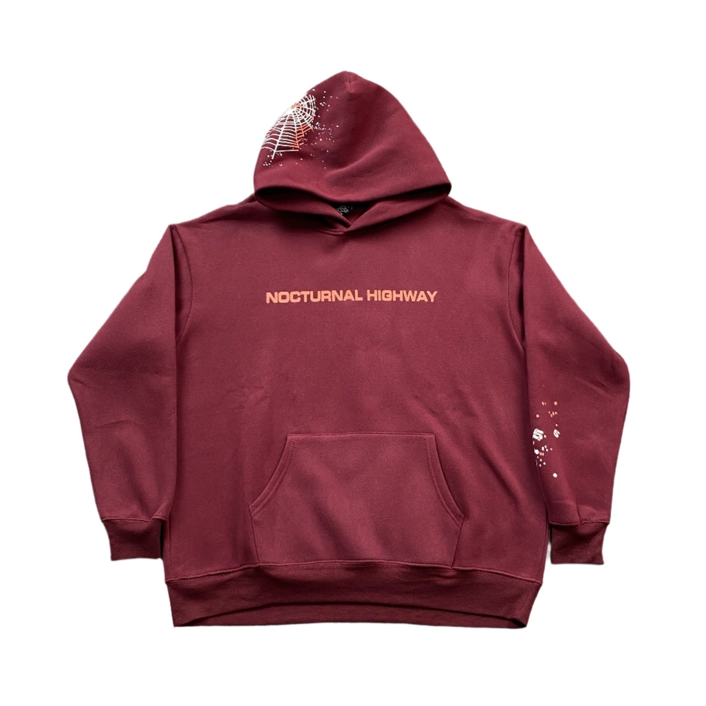 SP5DER NOCTURNAL HIGHWAY HOODIE BURGUNDY - Sin Sity Reps