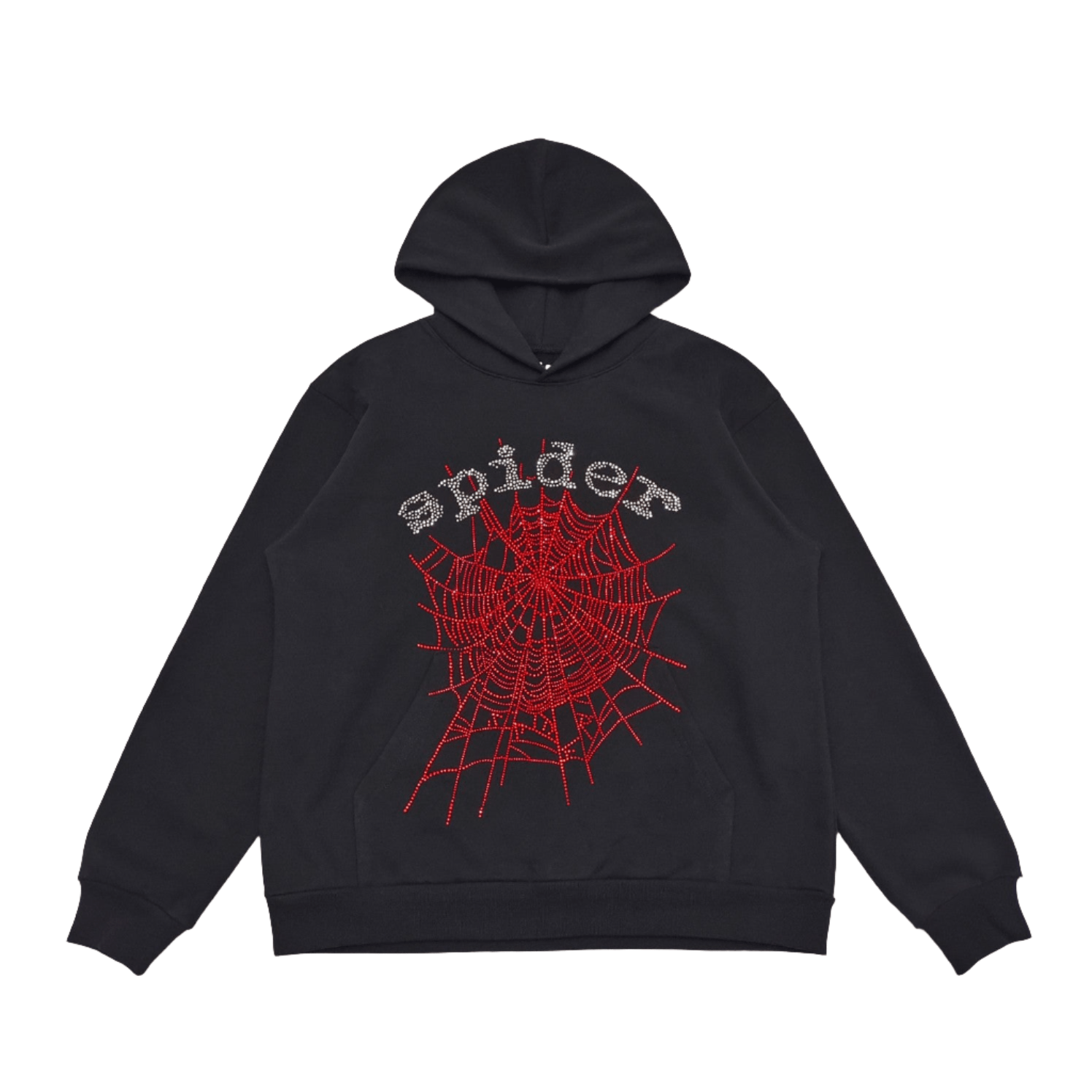 SP5DER OG RHINESTONE LOGO HOODIE BLACK - Sin Sity Reps