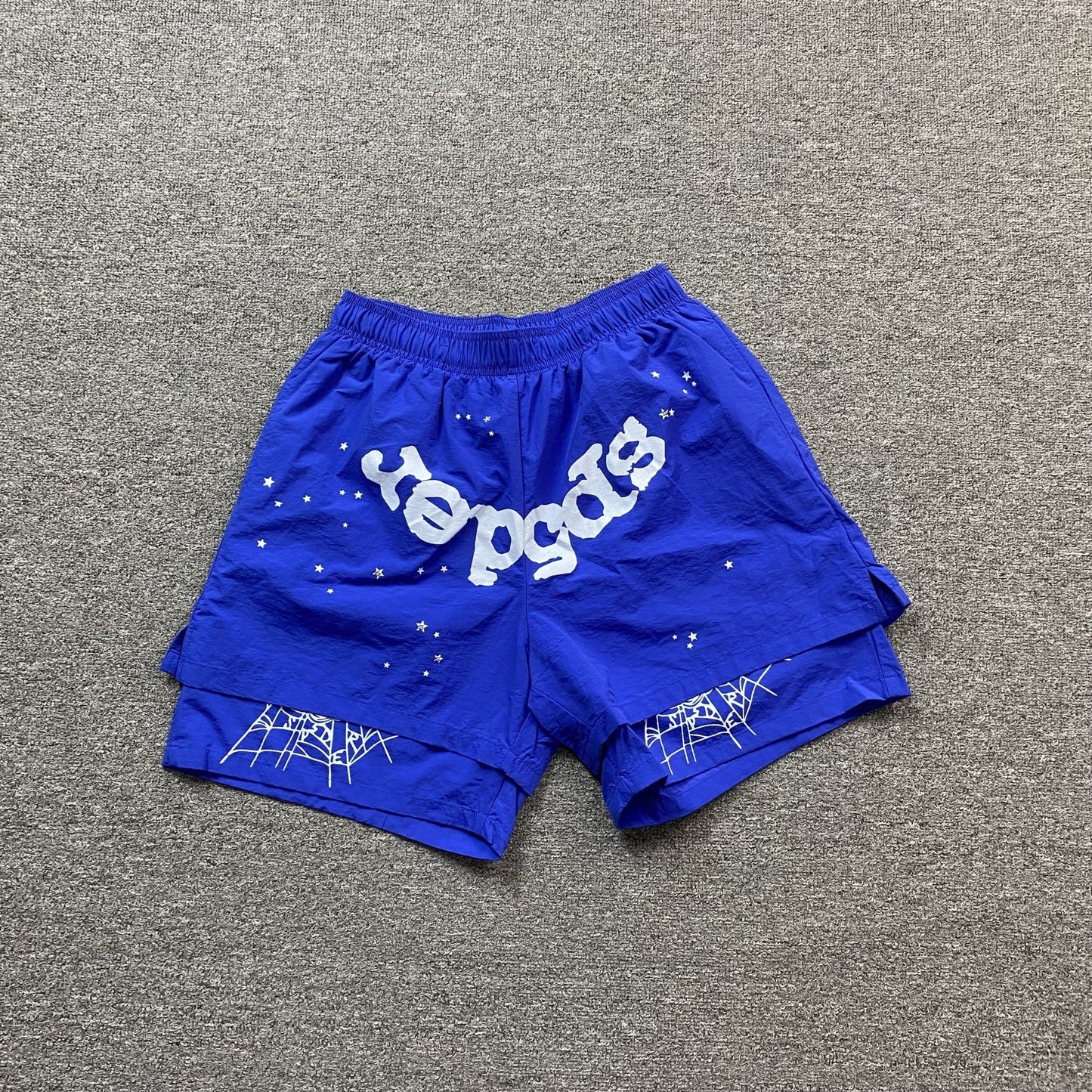 SP5DER OG WEB DOUBLE LAYER SHORT BLUE - Sin Sity Reps