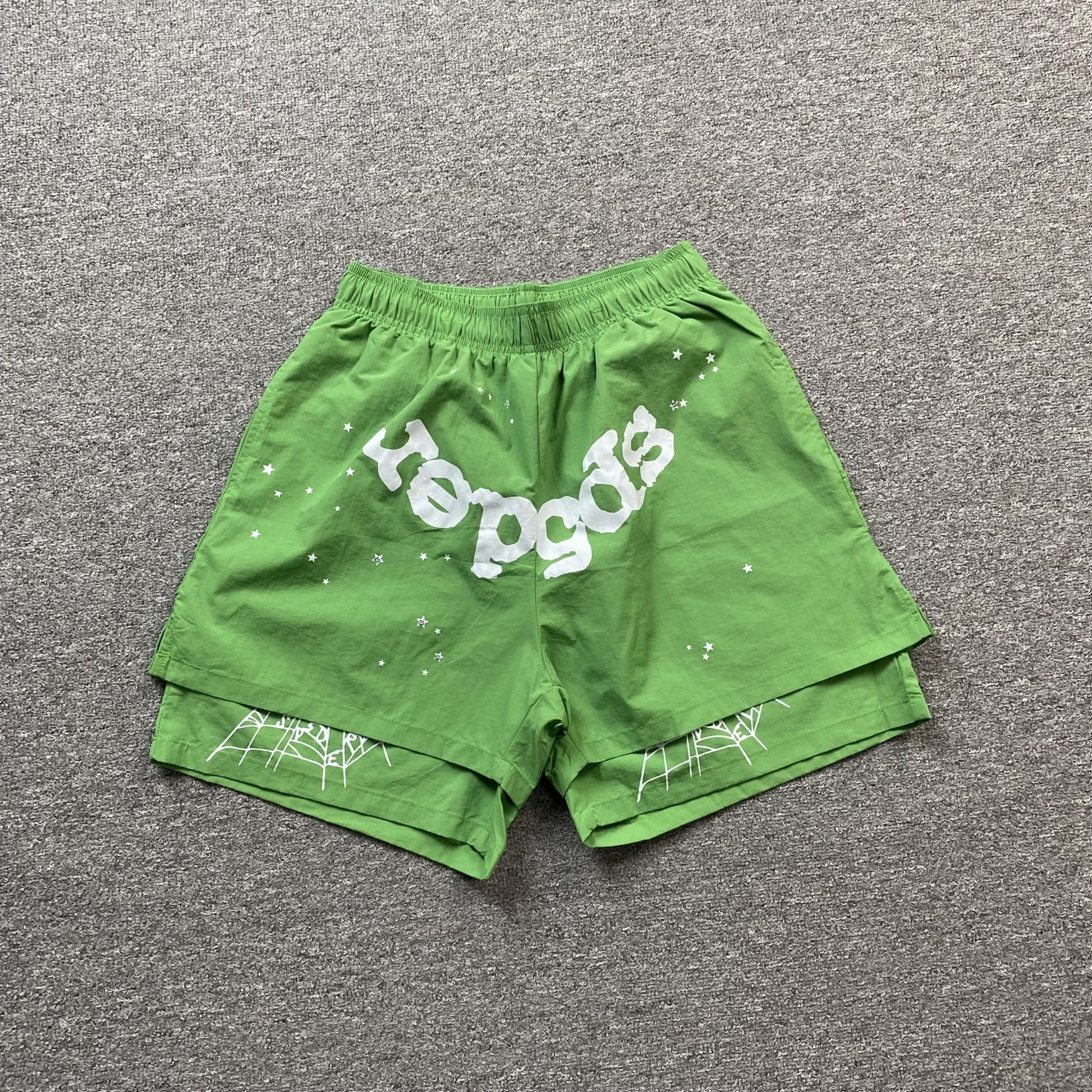 SP5DER OG WEB DOUBLE LAYER SHORT GREEN - Sin Sity Reps