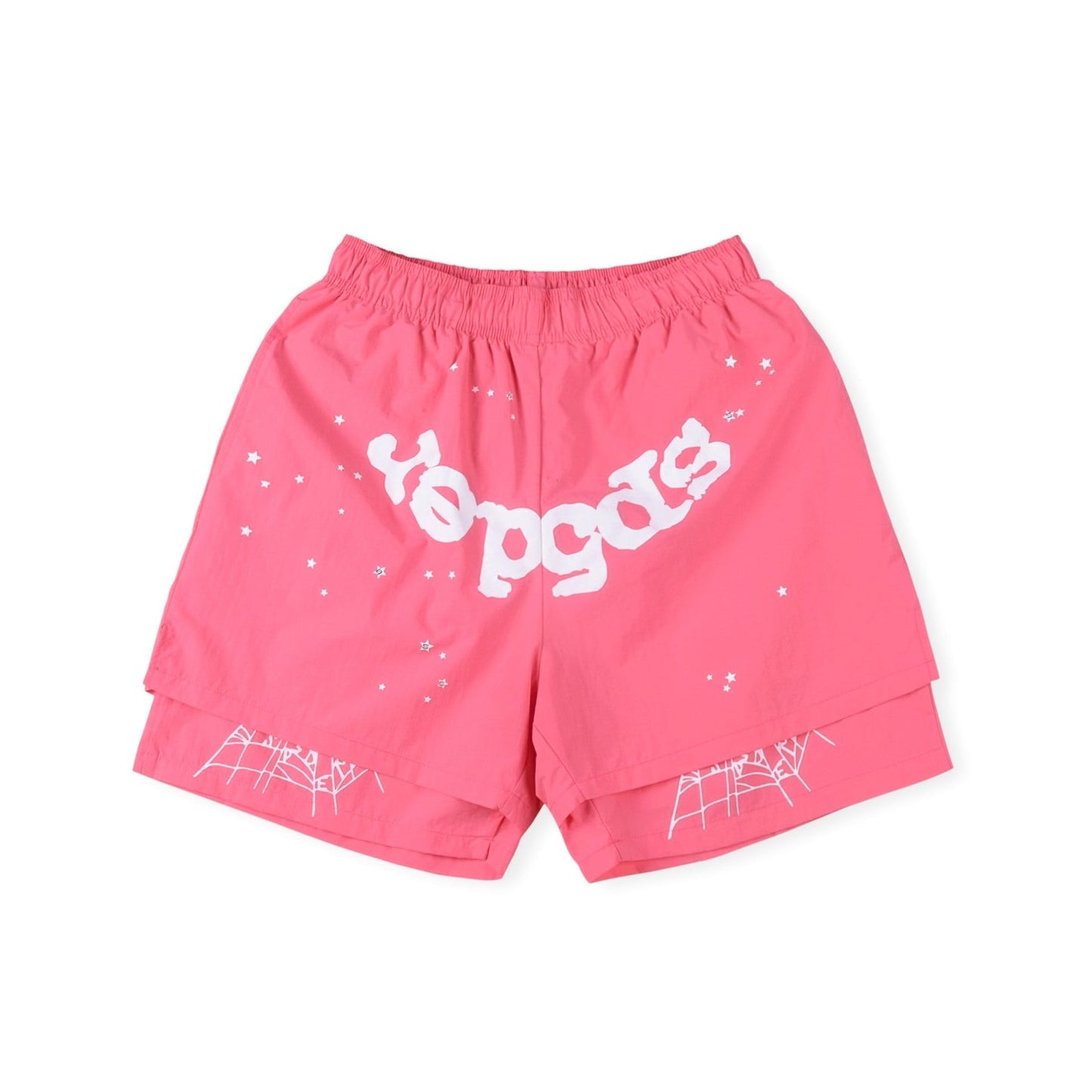 SP5DER OG WEB DOUBLE LAYER SHORTS PINK - Sin Sity Reps