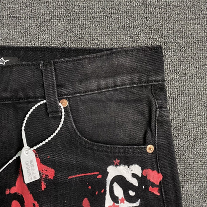 SP5DER PAINTED MOTO DENIM BLACK - Sin Sity Reps