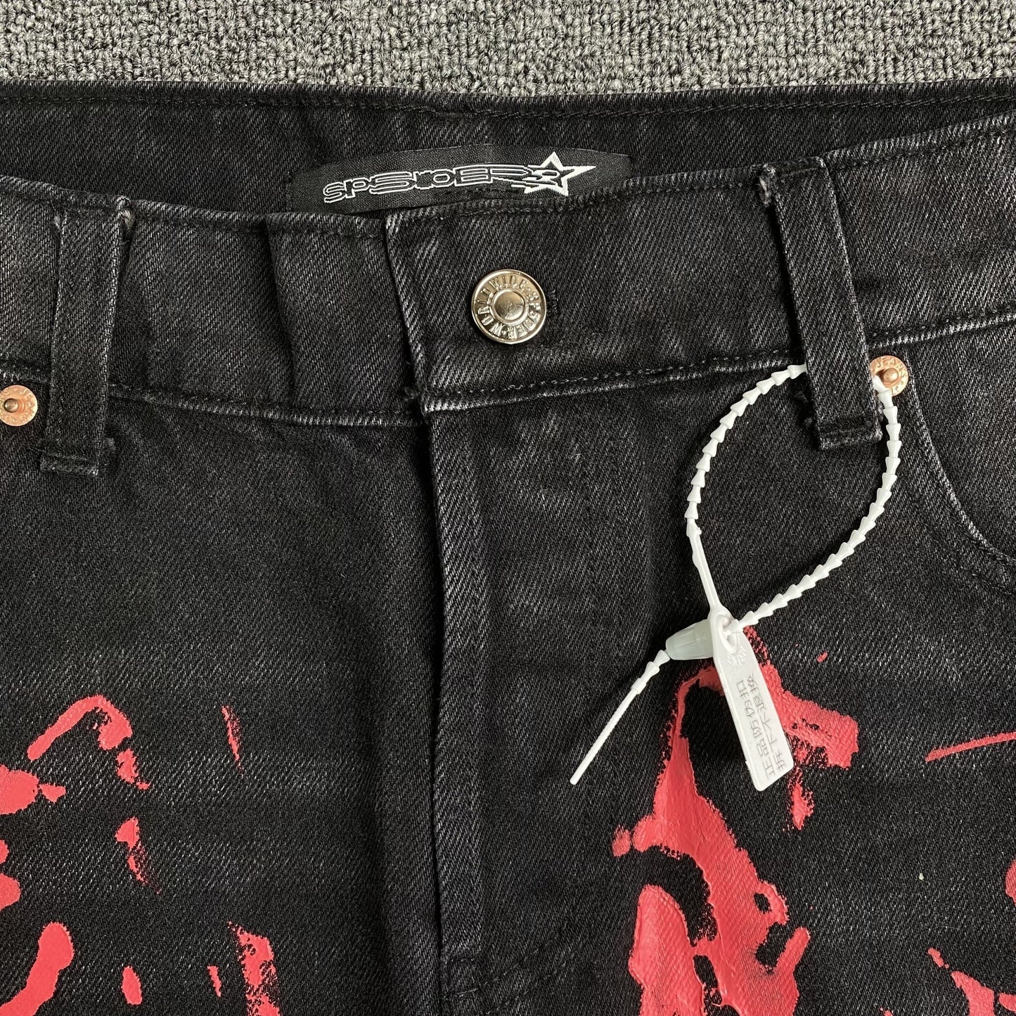 SP5DER PAINTED MOTO DENIM BLACK - Sin Sity Reps