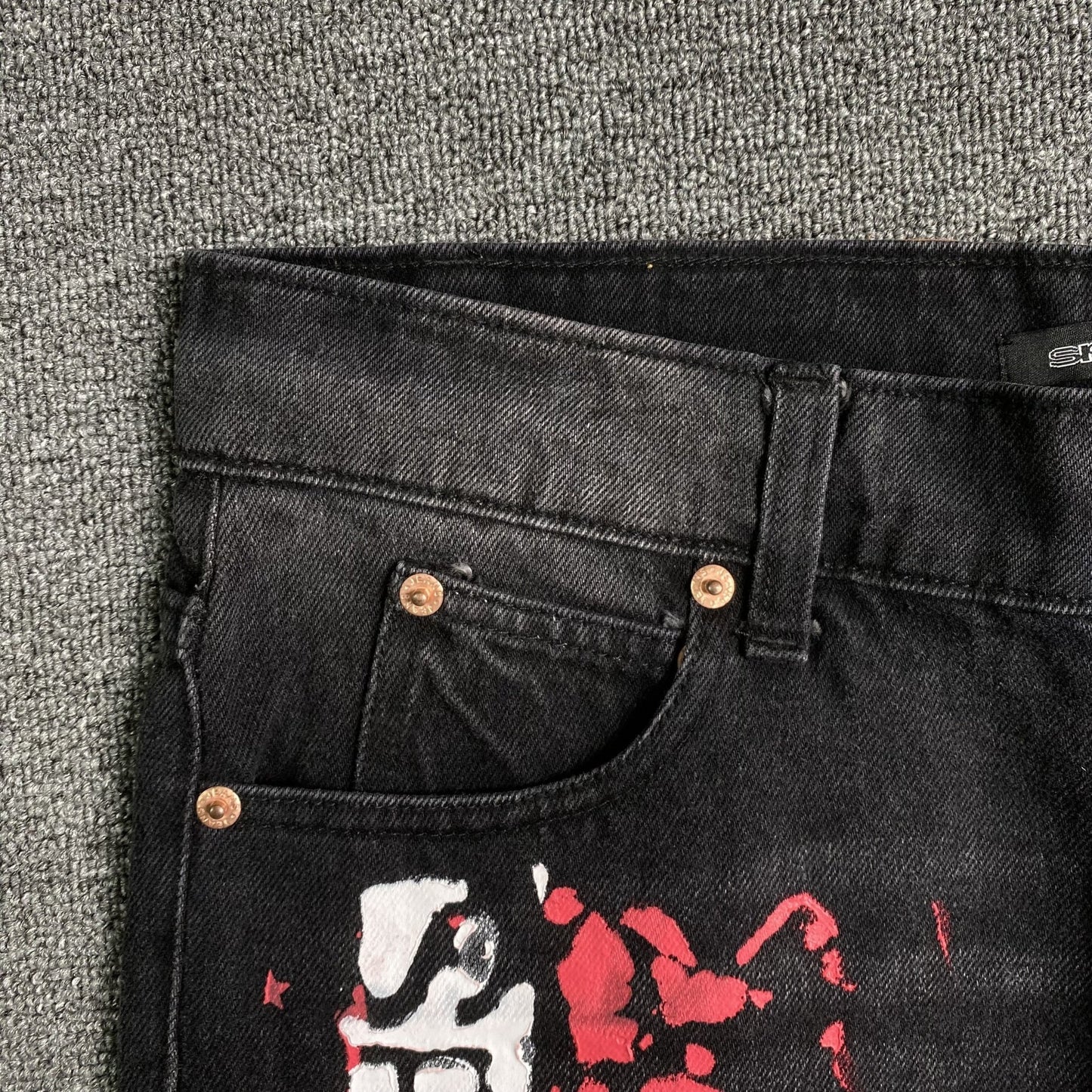 SP5DER PAINTED MOTO DENIM BLACK - Sin Sity Reps