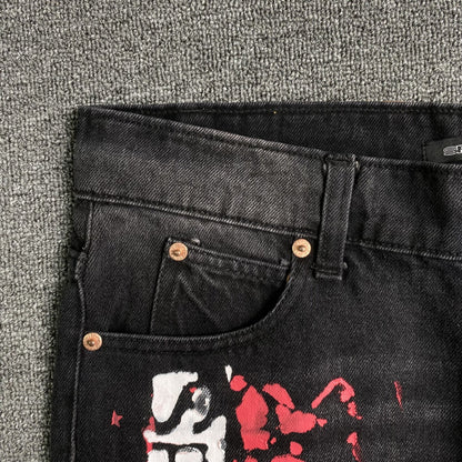 SP5DER PAINTED MOTO DENIM BLACK - Sin Sity Reps