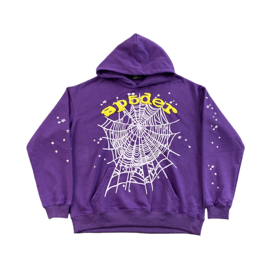 SP5DER STAR OG WEB V2 HOODIE PURPLE - Sin Sity Reps