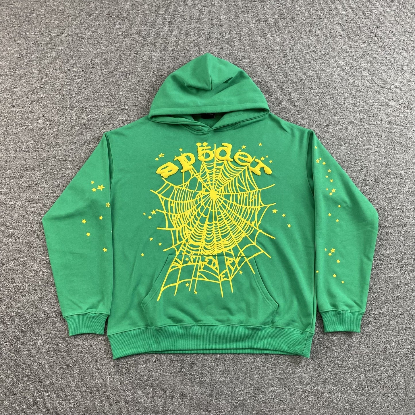 SP5DER STAR OG WEB V2 HOODIE SLIME GREEN - Sin Sity Reps