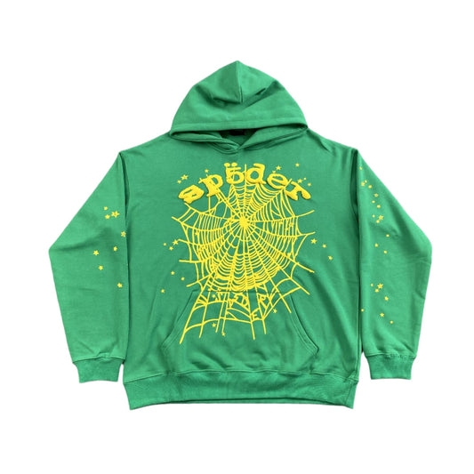 SP5DER STAR OG WEB V2 HOODIE SLIME GREEN - Sin Sity Reps