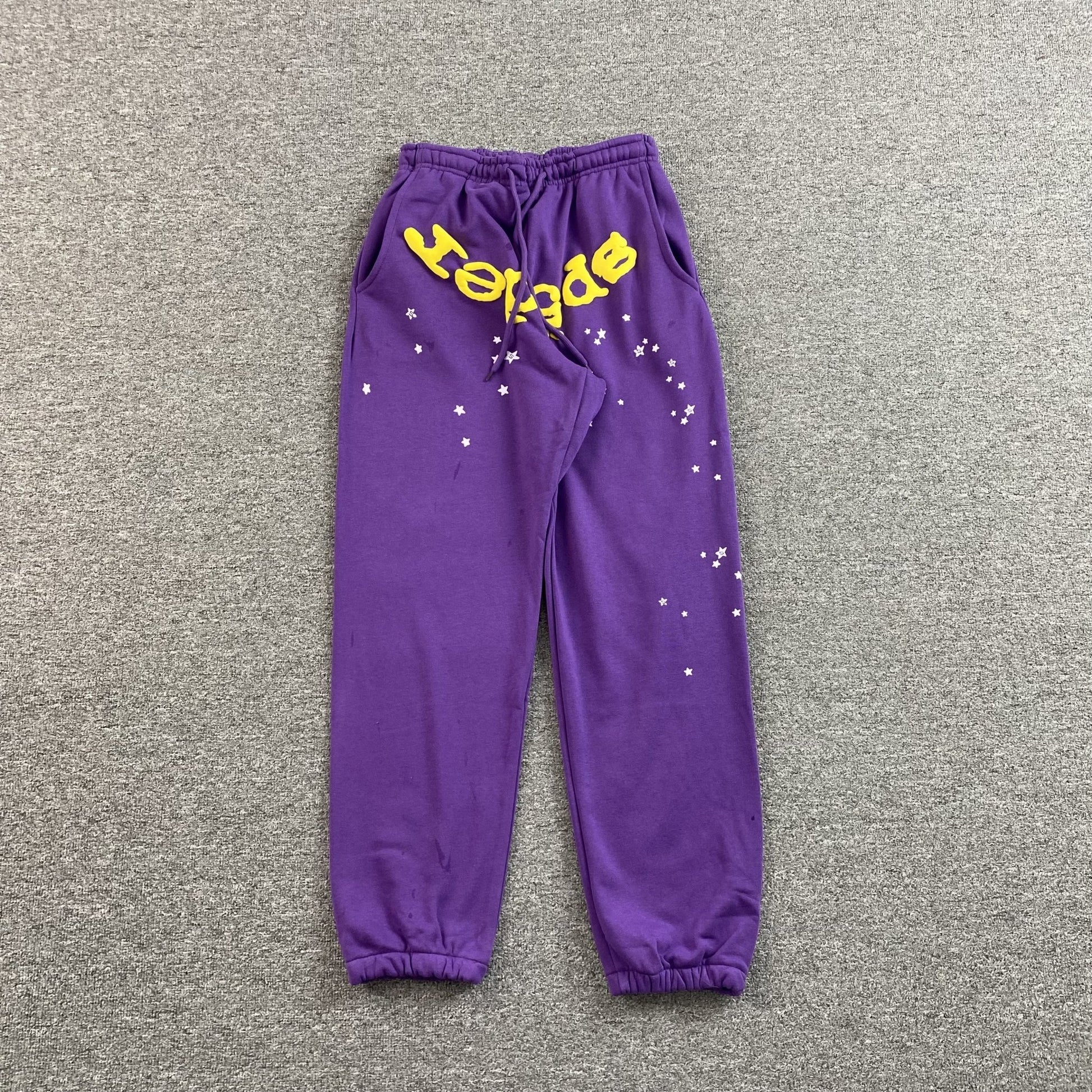 SP5DER STAR OG WEB V2 SWEATPANTS SLIME PURPLE - Sin Sity Reps