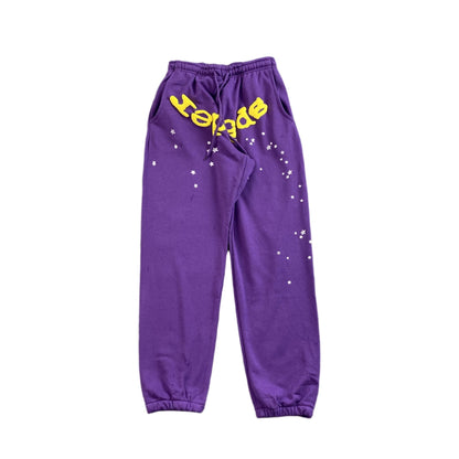 SP5DER STAR OG WEB V2 SWEATPANTS SLIME PURPLE - Sin Sity Reps