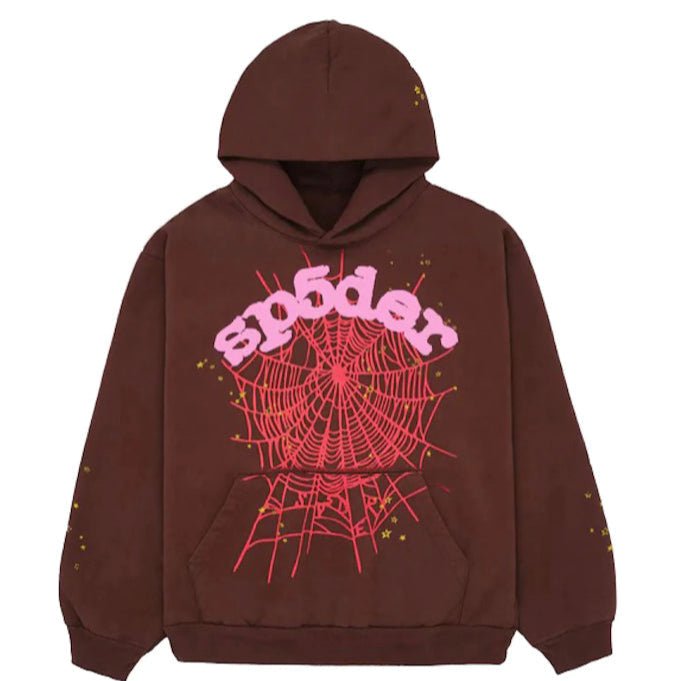 SP5DER WEB HOODIE BROWN - Sin Sity Reps