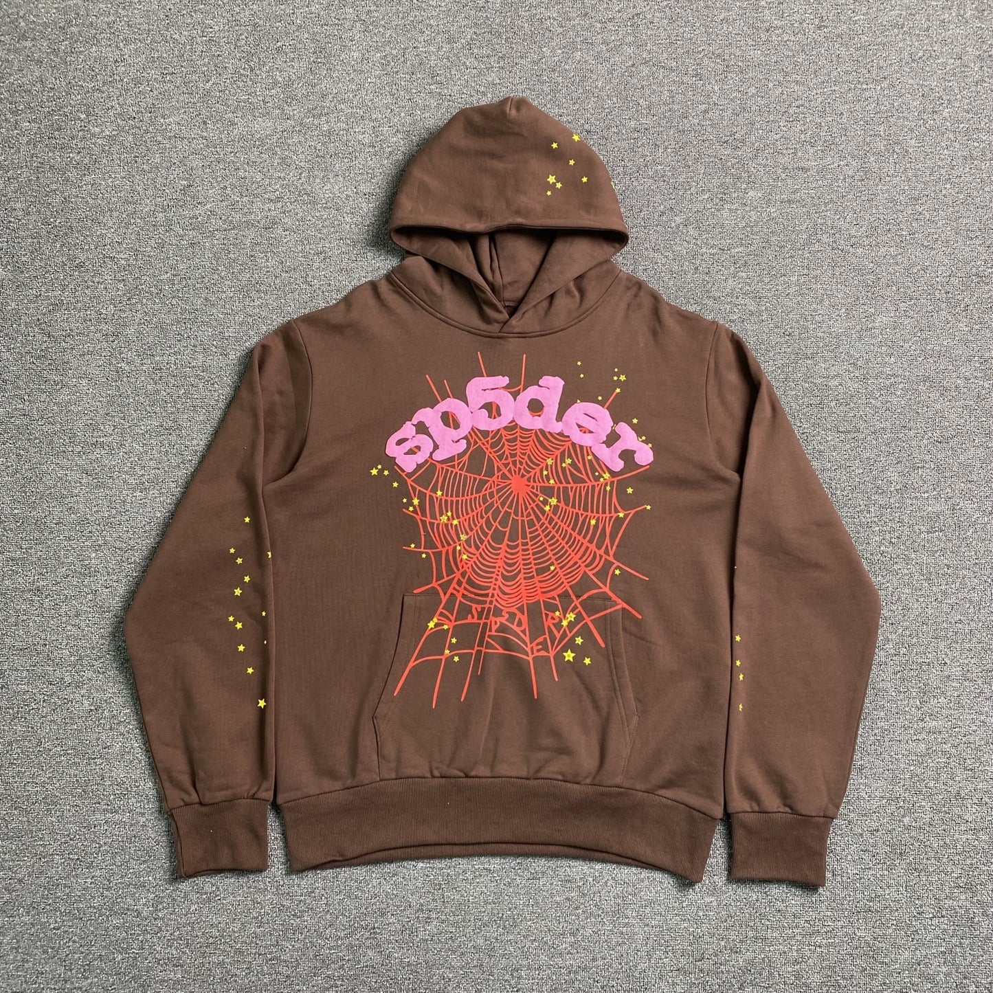 SP5DER WEB HOODIE BROWN - Sin Sity Reps