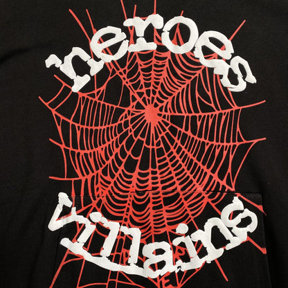 SP5DER x METRO BOOMIN HEROS AND VILLAINS HOODIE BLACK - Sin Sity Reps