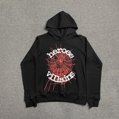 SP5DER x METRO BOOMIN HEROS AND VILLAINS HOODIE BLACK - Sin Sity Reps