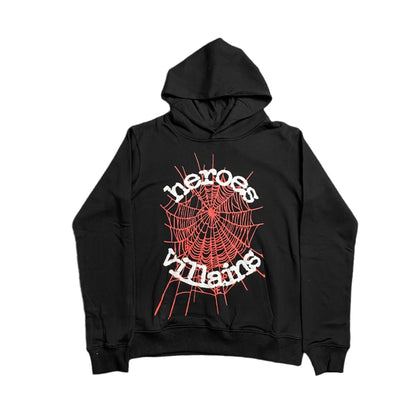 SP5DER x METRO BOOMIN HEROS AND VILLAINS HOODIE BLACK - Sin Sity Reps