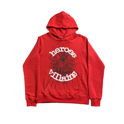 SP5DER x METRO BOOMIN HEROS AND VILLAINS HOODIE RED - Sin Sity Reps