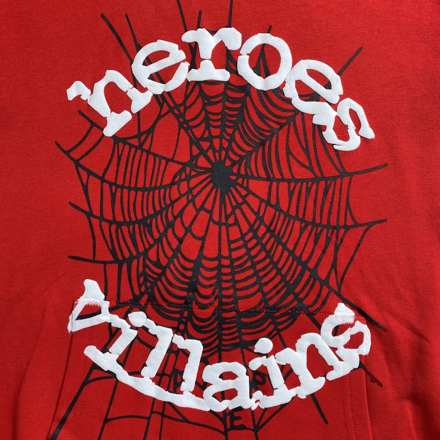 SP5DER x METRO BOOMIN HEROS AND VILLAINS HOODIE RED - Sin Sity Reps