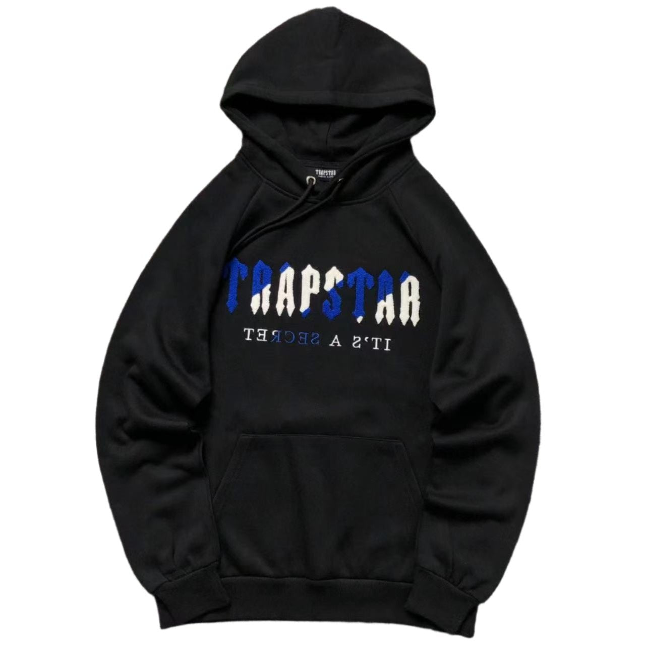 TRAPSTAR CHENILLE DECODED HOODIE BLACK BLUE - Sin Sity Reps