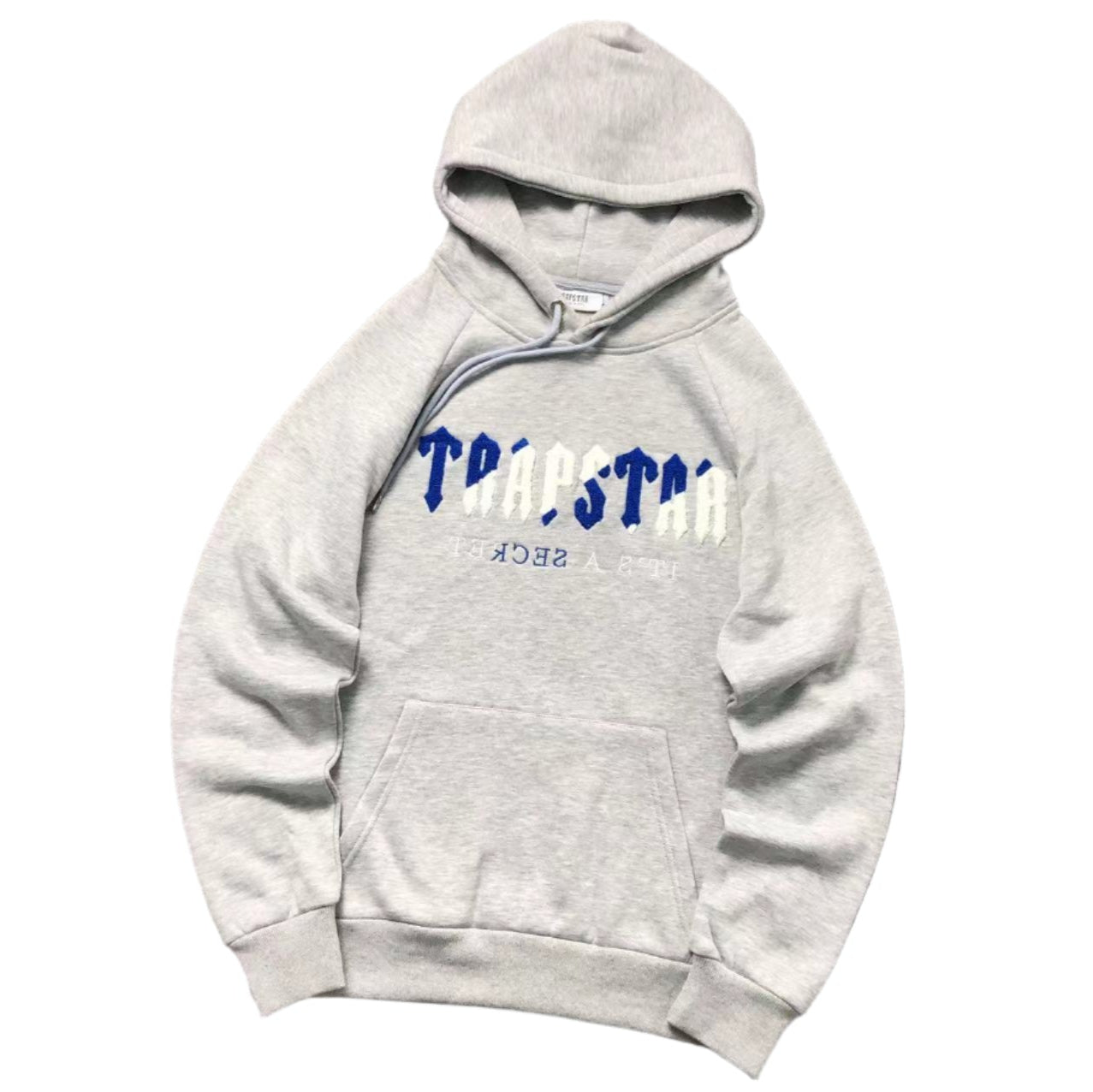 TRAPSTAR CHENILLE DECODED HOODIE GREY/BLUE - Sin Sity Reps