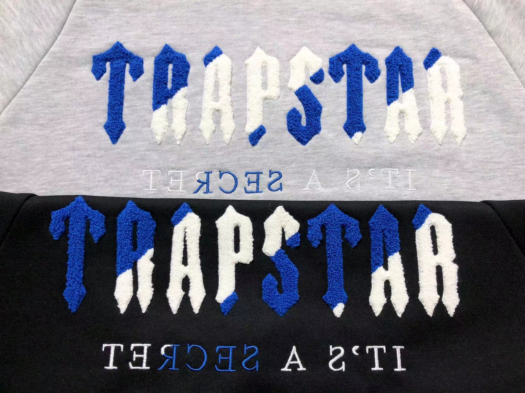 TRAPSTAR CHENILLE DECODED HOODIE GREY/BLUE - Sin Sity Reps