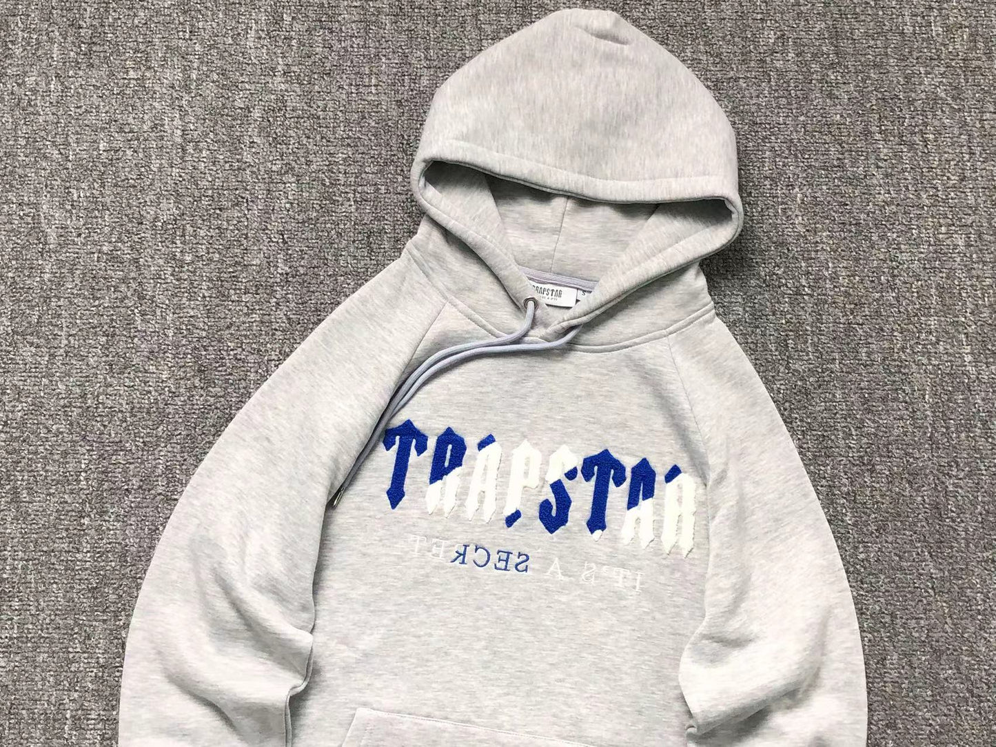 TRAPSTAR CHENILLE DECODED HOODIE GREY/BLUE - Sin Sity Reps