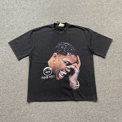 TRAVIS SCOTT VINTAGE GRAPHIC TEE BLACK - Sin Sity Reps