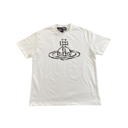 VIVIENNE WESTWOOD ROUGHLY STITCHED ORB T - SHIRT WHITE - Sin Sity Reps